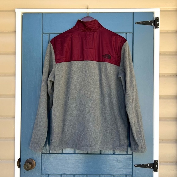 The North Face Burgundy and Gray Denali 1/4 Zip Fleece Jacket Men Size L - Picture 2 of 9